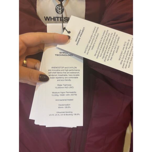 Whitesky Assymetrical Zip Maroon Goose Down Ski Winter Jacket NWT Size XXS - Picture 3 of 7